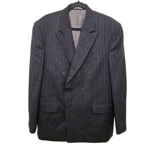 Oscar De La Renta Double-Breasted Pinstripe Suit Jacket Men's Black 41R Classic